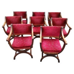 Antique Set of Eight Victorian Oak Dining Chairs, 19th Century