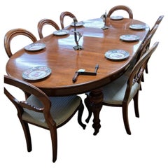 Antique Victorian Mahogany Extending Dining Table with Eight Matching Chairs