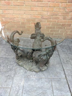 Mid Century Sculptural Elephant Coffee Table with Glass Top