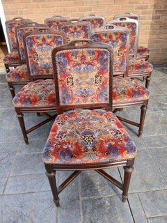 Late 19th Century Set of 10 Dining Chairs, Later Upholstered by Phelippeau Paris
