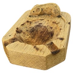 Robert Mouseman Thompson Antique Hand-Carved English Oak Ashtray