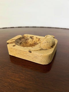 Robert Mouseman Thompson Antique Hand-Carved English Oak Ashtray