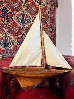 Antique 19th Century Wooden Maritime Racing Yacht with Original Sails