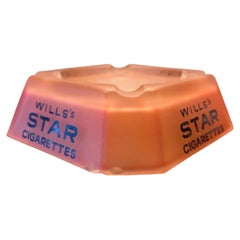 1930s Wills Star Cigarettes Pale Pink Advertising Glass Ashtray