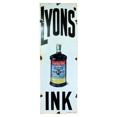 Antique Lyons’ Ink Pictorial Enamel Advertising Sign Early 20th Century