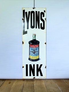 Antique Lyons’ Ink Pictorial Enamel Advertising Sign Early 20th Century