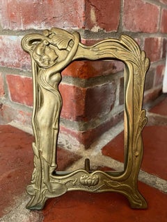 Antique Original Art Nouveau Solid Brass Picture Frame Early 20th Century