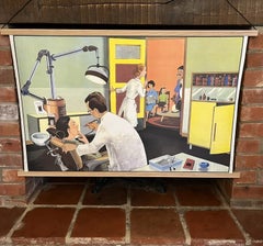 1950s French Double-Sided Educational Dentist School Poster
