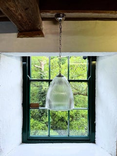 Vintage Mid Century Prismatic Glass Snowdrop Pendant Light