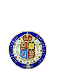 Antique Late 19th Century Victorian Enamelled Silver Florin Coin Brooch