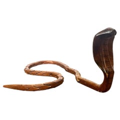 Mid-20th Century Hand-Carved Articulated Hardwood Snake