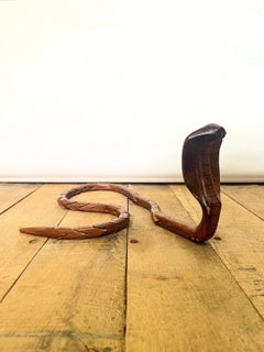 Mid-20th Century Hand-Carved Articulated Hardwood Snake
