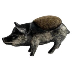 Antique Late 19th Century Victorian Novelty Pig and Boar Pin Cushion