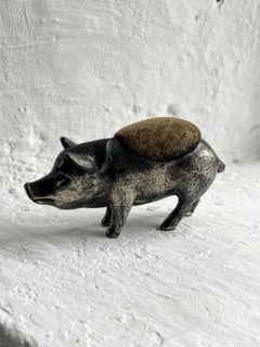 Antique Late 19th Century Victorian Novelty Pig and Boar Pin Cushion