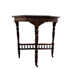 Antique English Aesthetic Movement Mahogany Octagonal Occasional Table