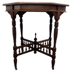 Antique English Aesthetic Movement Mahogany Octagonal Occasional Table