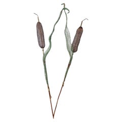 Pair of Contemporary Copper and Wire Bullrush Sculptures by Nicola Gibson
