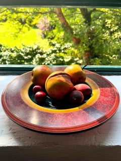 Signed Dennis Hales Hand-Turned Wooden Fruit Bowl with Sculptural Fruit