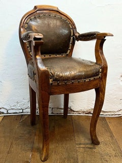 Antique Early 19th Century Georgian Rosewood Child’s Chair with Original Leather