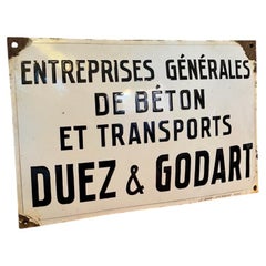 Vintage French General Enterprises Concrete & Transport Enamel Advertising Sign