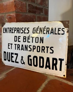 Vintage French General Enterprises Concrete & Transport Enamel Advertising Sign