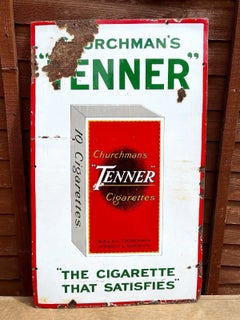1930s Churchman’s “Tenner” Cigarettes Pictorial Enamel Advertising Sign