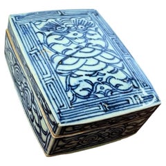 Antique Qing Dynasty Chinese Blue and White Funerary Epitaph, Guangxu, 1890