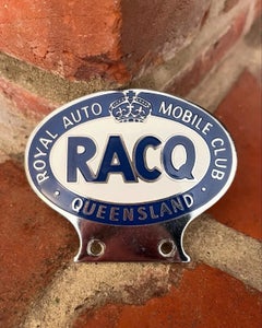 Vintage RACQ Australia Enamel and Chrome Car Grille Badge