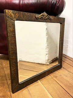 Antique English Arts and Crafts Hammered Copper Mirror
