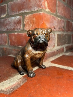 Antique 19th Century Austrian Cold-Painted Spelter Bulldog Table Lighter
