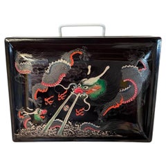 Antique Chinese Foochow Lacquer Box with Dragons