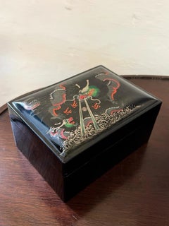 Antique Chinese Foochow Lacquer Box with Dragons