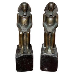 Antique Pair of Egyptian Revival Bronze Figural Bookends