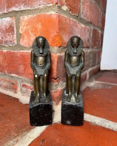 Antique Pair of Egyptian Revival Bronze Figural Bookends