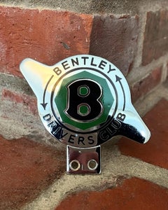 Vintage Bentley Drivers Club Enamel and Chrome Car Grille Badge