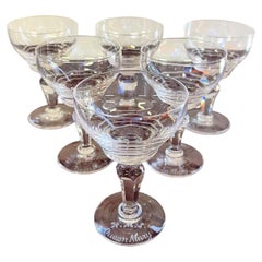 Set of Six Engraved R.M.S. Queen Mary Maritime Champagne Coupes