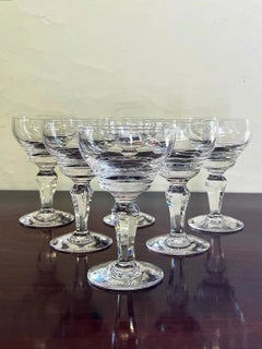 Set of Six Engraved R.M.S. Queen Mary Maritime Champagne Coupes