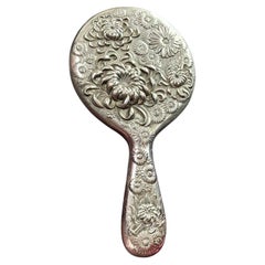 Antique Japanese Repoussé Vanity Hand Mirror