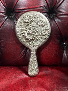 Antique Japanese Repoussé Vanity Hand Mirror