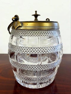Antique Edwardian Cut Crystal Biscuit Barrel