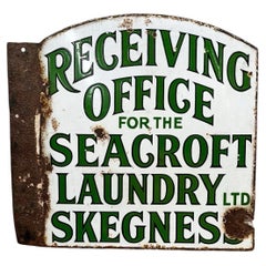 Antique Early 1900s Seacroft Laundry Skegness Enamel Advertising Sign