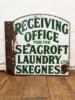 Antique Early 1900s Seacroft Laundry Skegness Enamel Advertising Sign