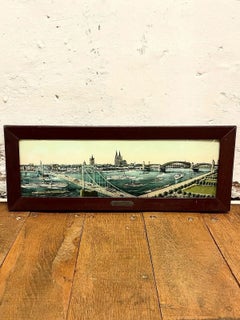 Vintage Convex Reverse-Painted Glass Panorama