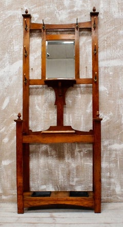 Antique English Arts and Crafts Oak Hall Stand, circa 1900
