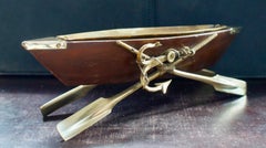 Antique Edwardian Mahogany Nautical Rowing Boat Cruet Centrepiece, circa 1900