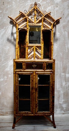 19th Century Victorian Japonisme Aesthetic Movement Bamboo Display Cabinet