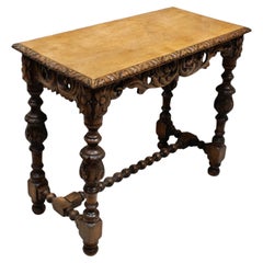 Antique Victorian Carved English Oak Hall Table, circa 1880