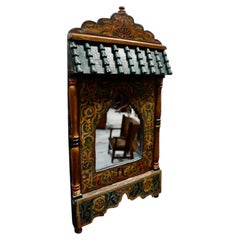 Antique Kashmiri Indian Painted Wall Mirror, circa 1890