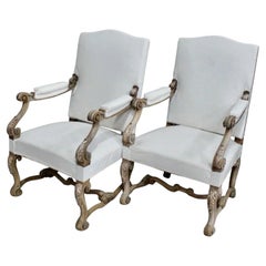 Pair of Antique Spanish Carved Oak Carver Chairs, circa 1880