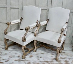 Pair of Antique Spanish Carved Oak Carver Chairs, circa 1880